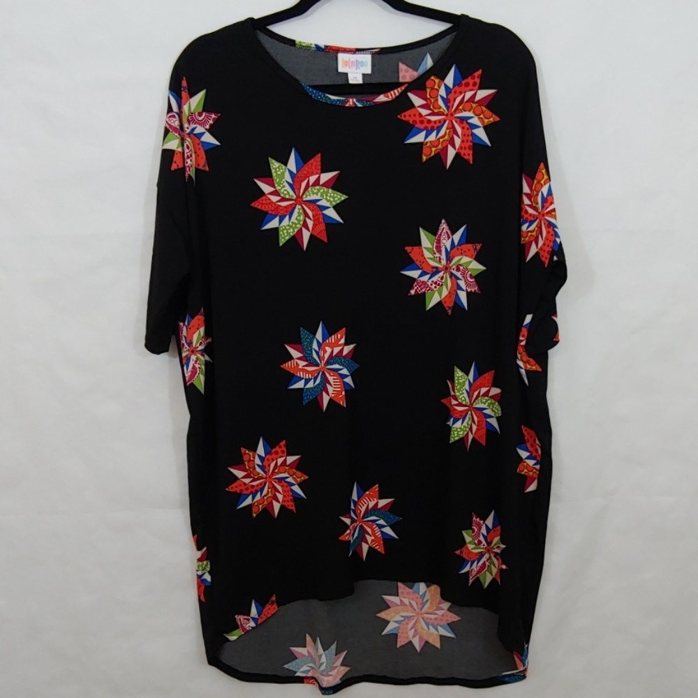 LuLaRoe Black Multi Color Pinwheel Dress Top SizeM